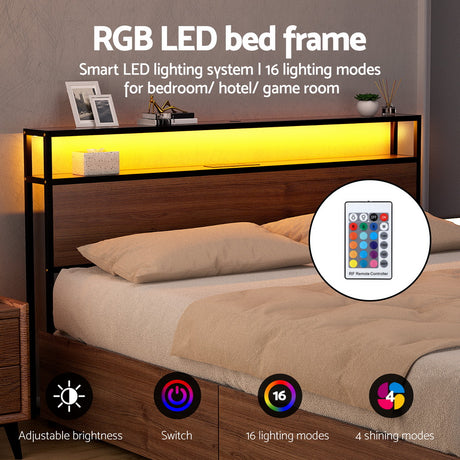 Artiss Queen Size Metal Bed Frame with Storage