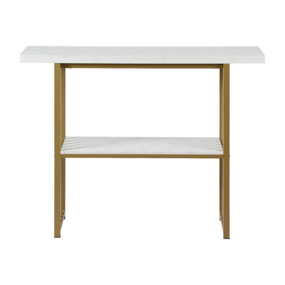 Artiss White & Gold Marble Effect Console Table