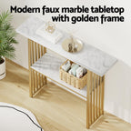 Artiss White & Gold Marble Effect Console Table