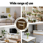 Artiss White & Gold Marble Effect Console Table