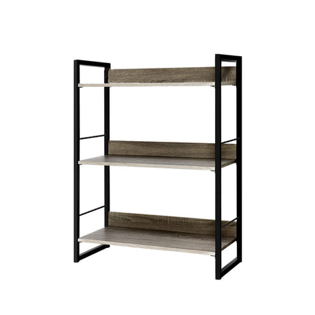 Artiss Modern 3-Tier Bookshelf in Black and Oak