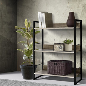 Artiss Modern 3-Tier Bookshelf in Black and Oak