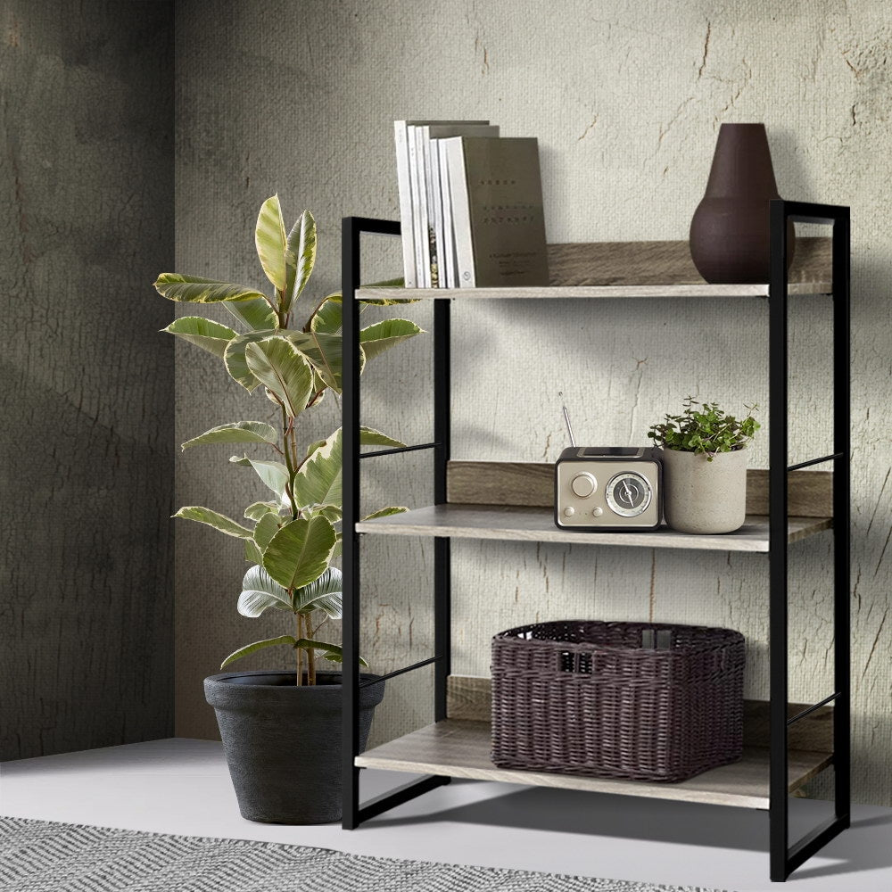 Artiss Modern 3-Tier Bookshelf in Black and Oak