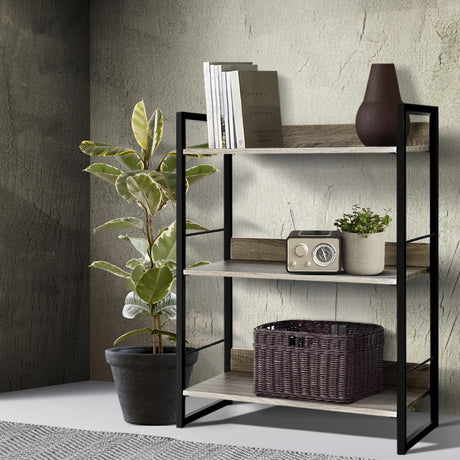 Artiss Modern 3-Tier Bookshelf in Black and Oak