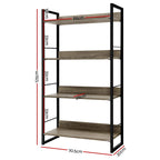 Artiss 4-Tier Bookshelf in NOE Black and Oak