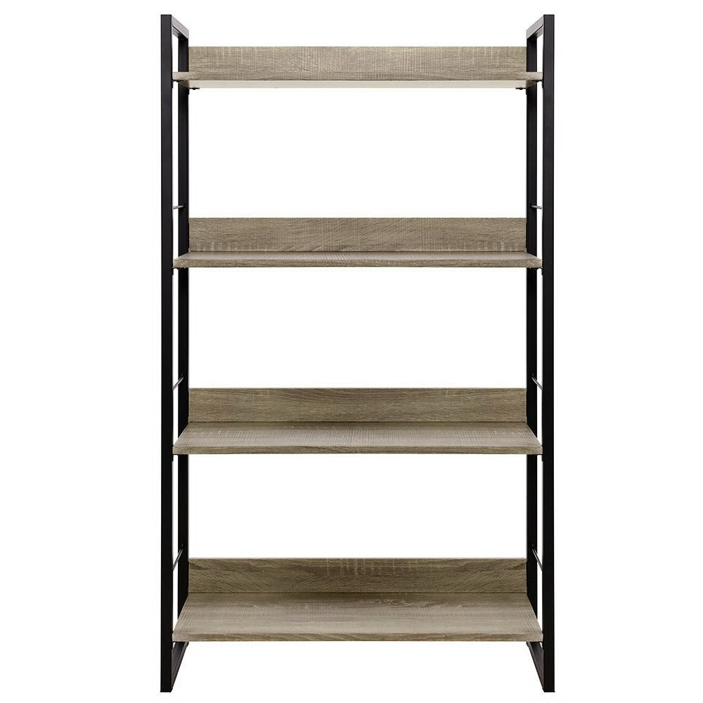 Artiss 4-Tier Bookshelf in NOE Black and Oak