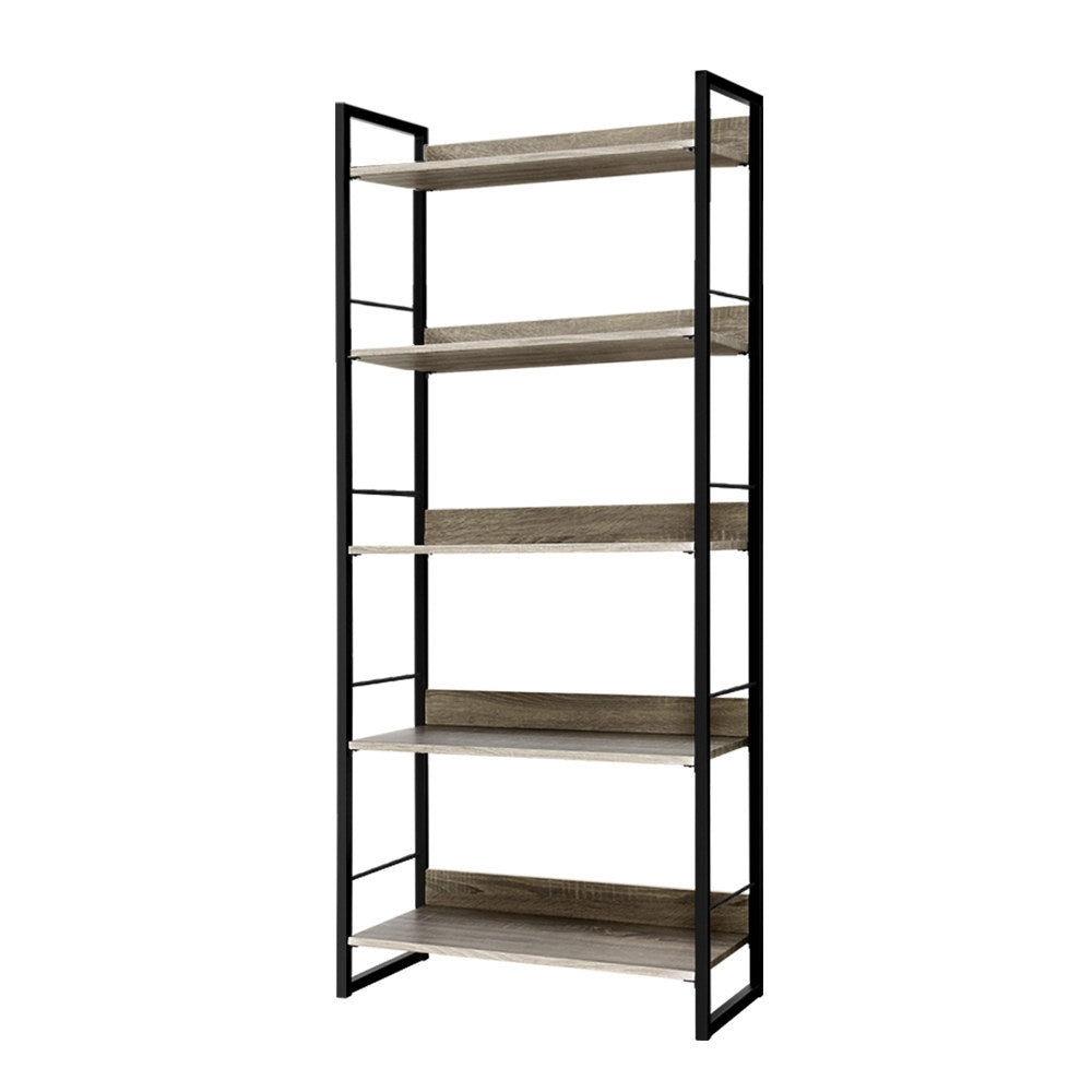 Artiss 5-Tier Bookshelf in Black and Oak