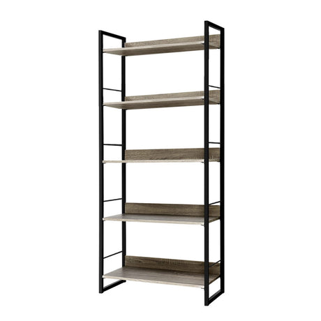 Artiss 5-Tier Bookshelf in Black and Oak