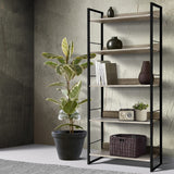 Artiss 5-Tier Bookshelf in Black and Oak