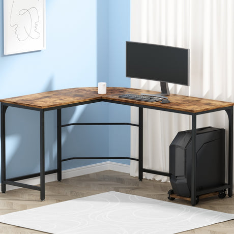 Artiss L-Shape Computer Desk with CPU Stand