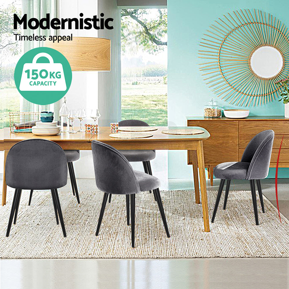 Velvet Curved Dining Chairs Set of 4