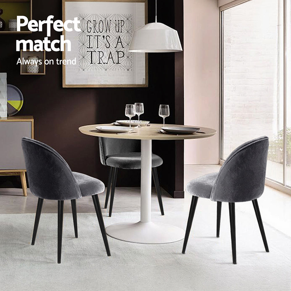 Velvet Curved Dining Chairs Set of 4