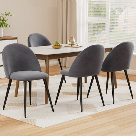 Velvet Curved Dining Chairs Set of 4
