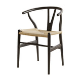 Black Wooden Rattan Wishbone Dining Chair