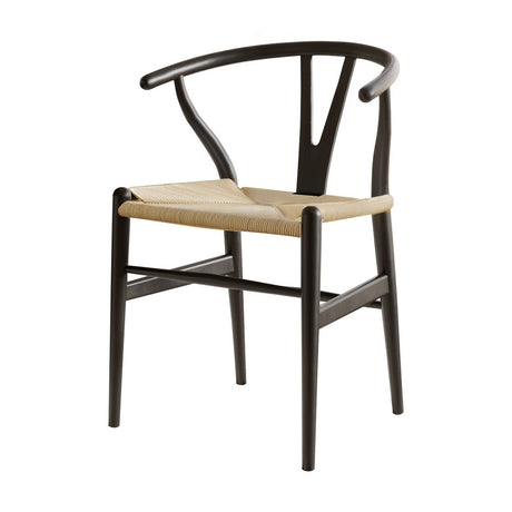 Black Wooden Rattan Wishbone Dining Chair