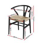 Black Wooden Rattan Wishbone Dining Chair