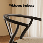 Black Wooden Rattan Wishbone Dining Chair