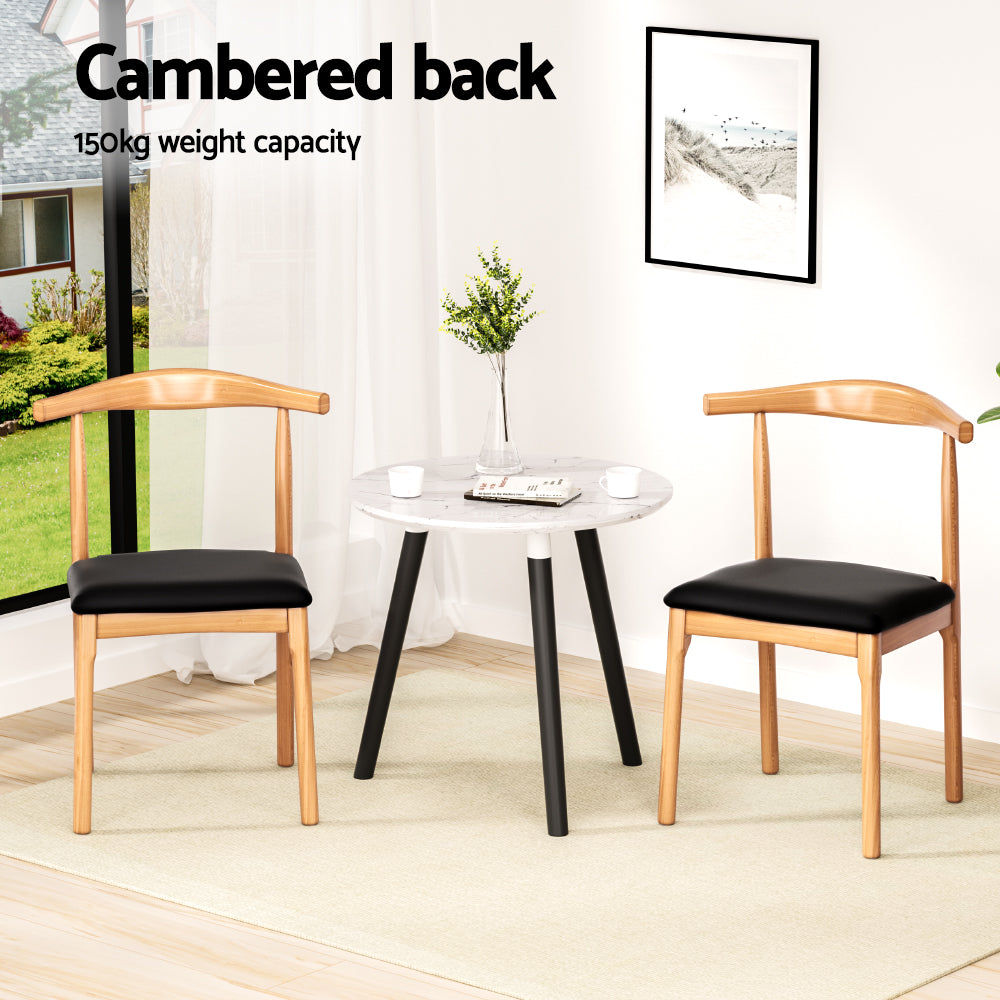 Elegant Dining Chairs in Rubber Wood & Leather