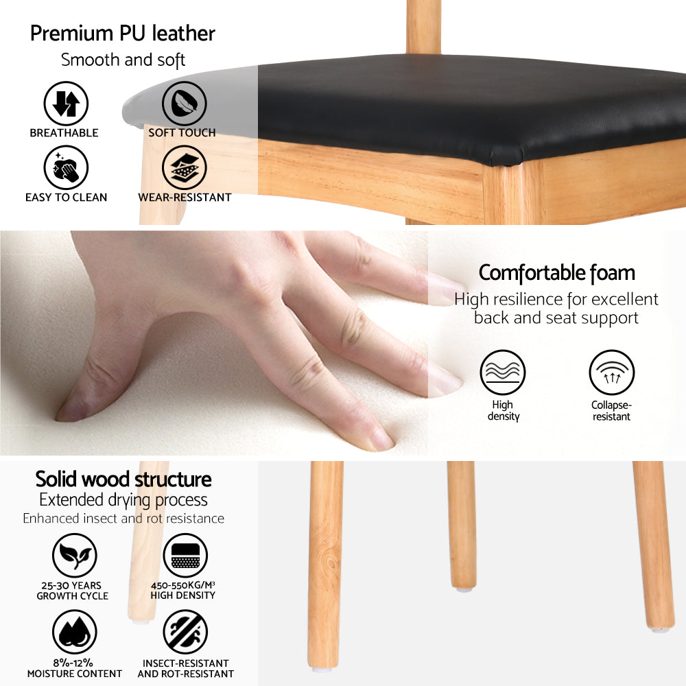 Elegant Dining Chairs in Rubber Wood & Leather