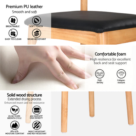 Elegant Dining Chairs in Rubber Wood & Leather