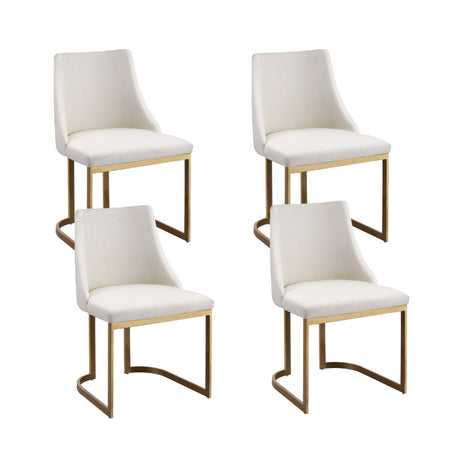 Elegant Beige Linen Dining Chairs Set of 4
