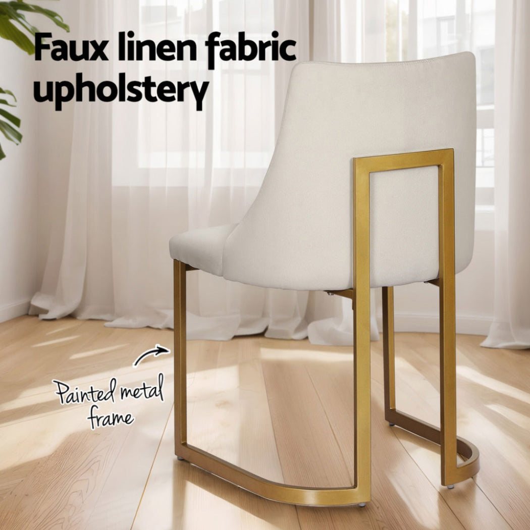 Elegant Beige Linen Dining Chairs Set of 4