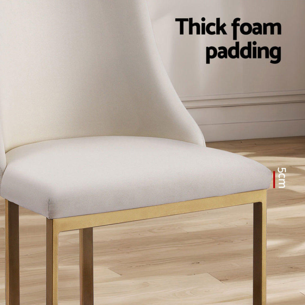 Elegant Beige Linen Dining Chairs Set of 4