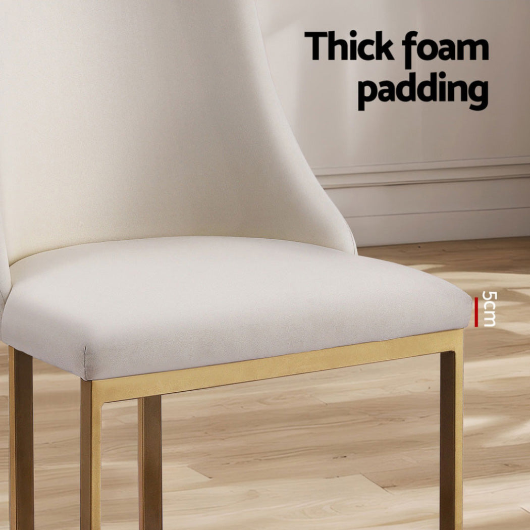 Elegant Beige Linen Dining Chairs Set of 4