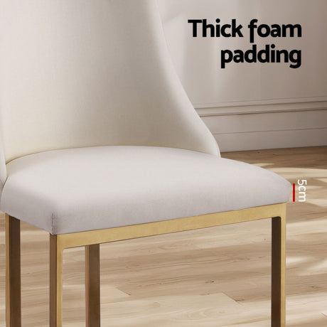 Elegant Beige Linen Dining Chairs Set of 4