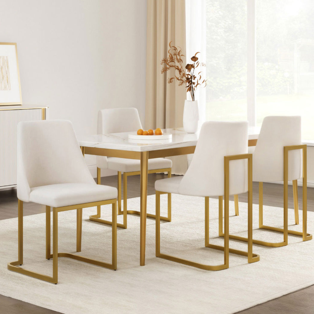 Elegant Beige Linen Dining Chairs Set of 4