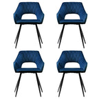 Velvet Hollow Armchair Dining Chairs Set of 4