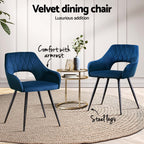 Velvet Hollow Armchair Dining Chairs Set of 4