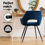 Velvet Hollow Armchair Dining Chairs Set of 4