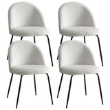 Luxury Sherpa Boucle White Dining Chairs Set