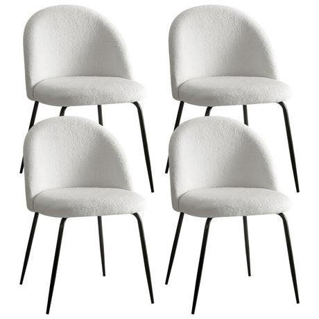 Luxury Sherpa Boucle White Dining Chairs Set