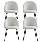 Luxury Sherpa Boucle White Dining Chairs Set