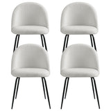 Luxury Sherpa Boucle White Dining Chairs Set
