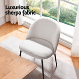 Luxury Sherpa Boucle White Dining Chairs Set
