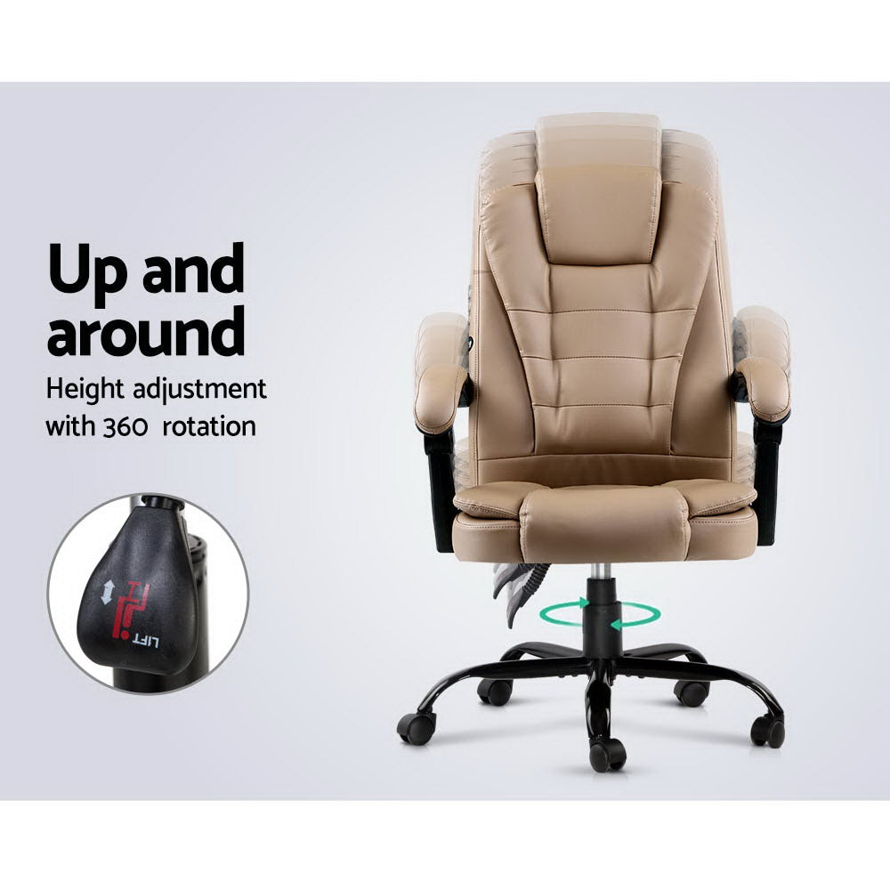 Artiss Executive Massage Office Chair - Brown PU Leather