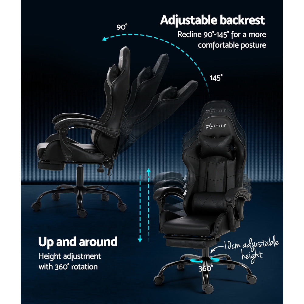 Artiss Black Massage Gaming Office Chair