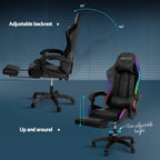 Artiss 6 Point Massage Gaming Chair with LED Footrest