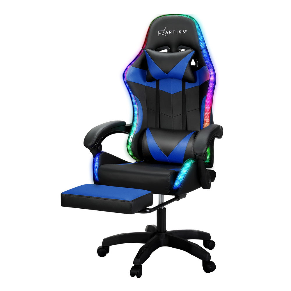 Artiss 6 Point Massage Gaming Chair with LED Footrest