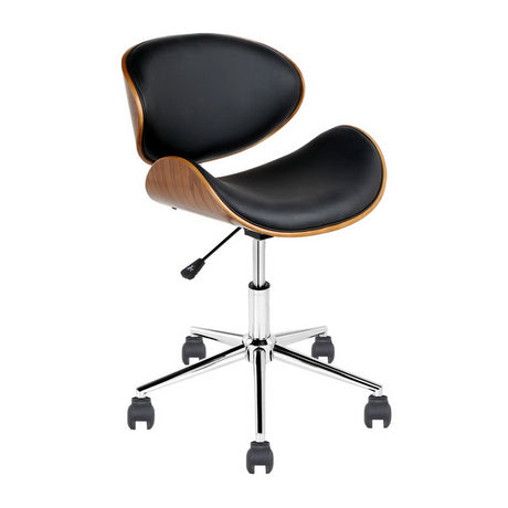 Artiss Retro Wooden Office Chair with Leather Seat