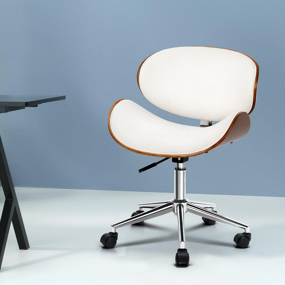Artiss Elegant White Leather Office Chair