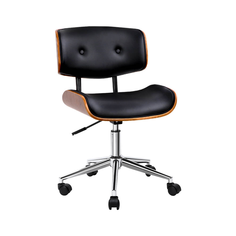 Artiss Elegant Wooden Office Chair Black/Brown