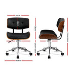 Artiss Elegant Wooden Office Chair Black/Brown
