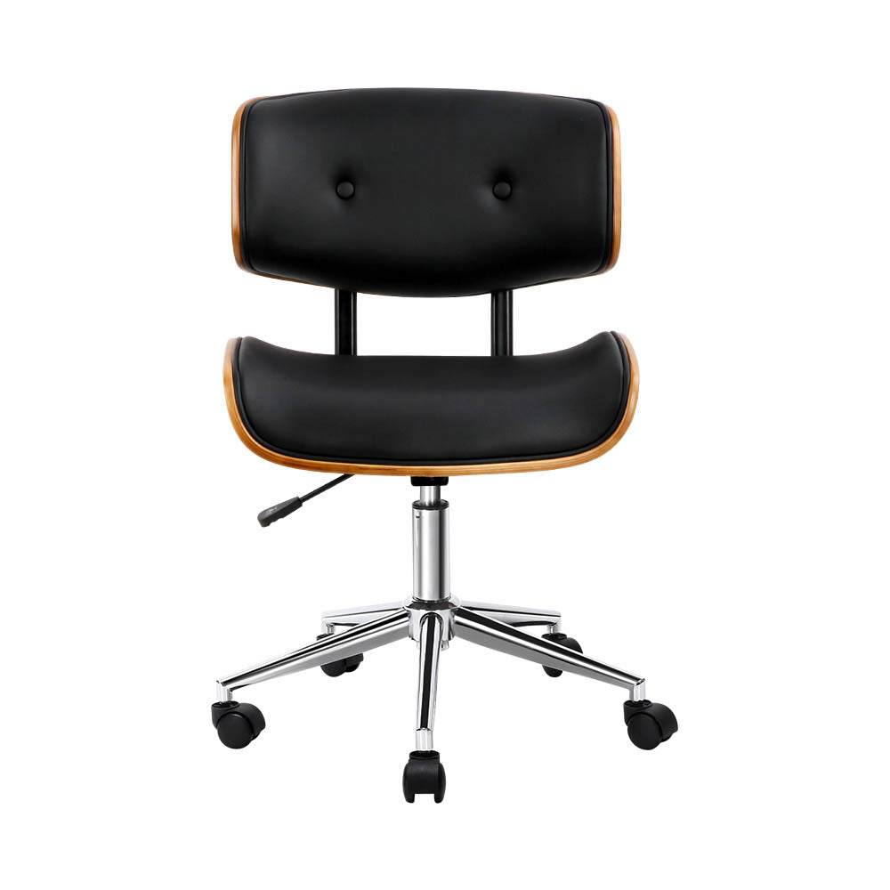 Artiss Elegant Wooden Office Chair Black/Brown
