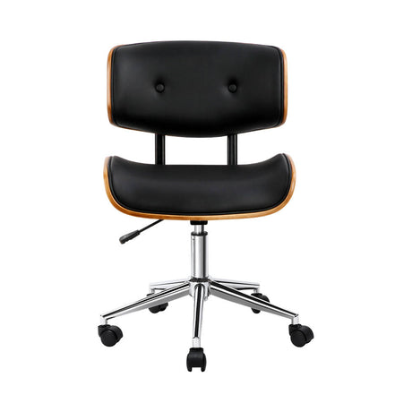 Artiss Elegant Wooden Office Chair Black/Brown