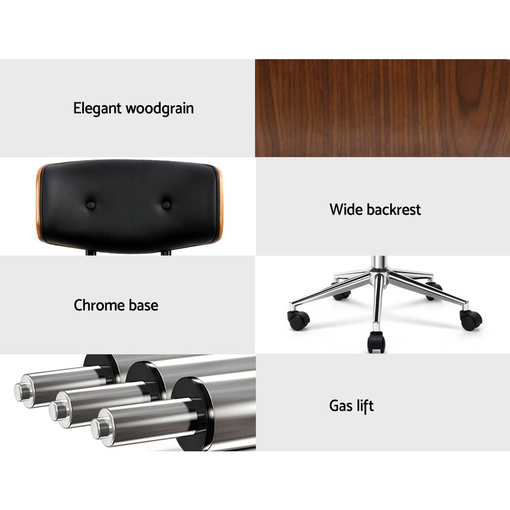 Artiss Elegant Wooden Office Chair Black/Brown