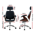 Artiss Black Leather Wooden Office Chair